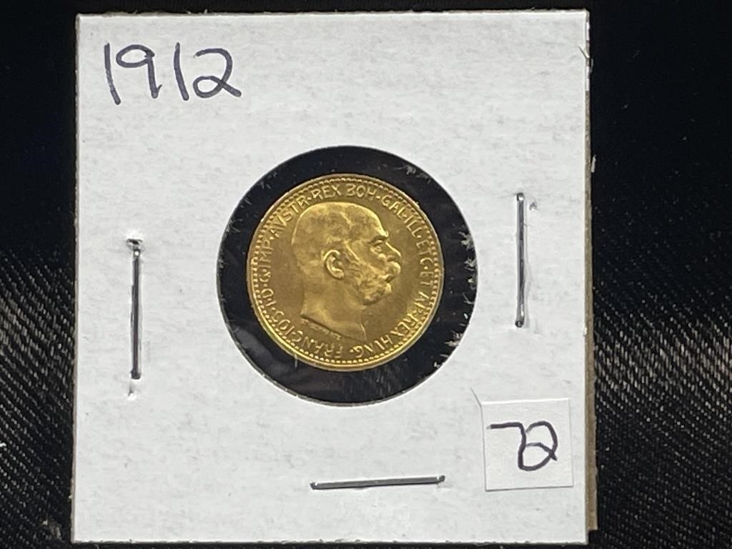 1912 AUSTRIAN 10 CORONE GOLD BU