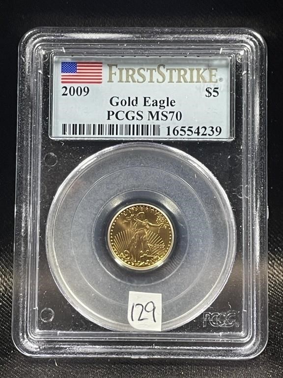 2009 US $5 GOLD EAGLE PCGS FIRST STRIKE MS70