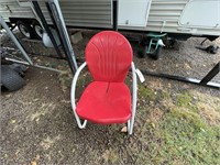 Vintage Metal Lawn Chair Red