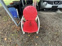 Vintage Metal Lawn Chair Red