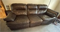 Leather-Look Couch w/2 Recliners 7ft L