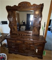 Lea Wood Dresser 58"L x 18"W x 32"H w/Mirror