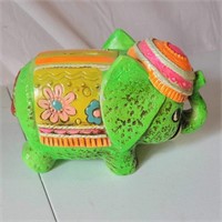 Mid-Century Hippie Mod Ceramic Elephant Piggy Bank