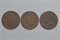 3 Indian Head Cents 64, 65 and 66