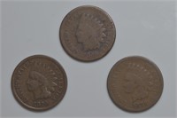3 Indian Head Cents 69, 70 and 71