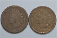 2 Indian Head Cents 67 and 68