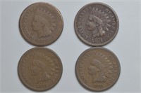 4 Indian Head Cents 73, 74, 75 and 76