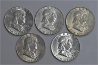 5 - Franklin Half Dollars 1961 to 1963