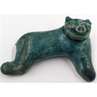 Ancient Persian Cat Paperweight With A Turquoise