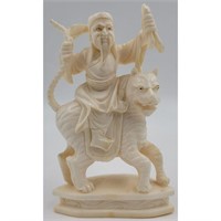 A Finely Carved Chinese General On A  Tiger With