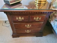 3 DRAWER BED TABLE WITH GLASS TOP