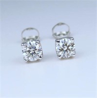 Dazzling Pair of ‘IDEAL’ cut Tiffany Style Diamond