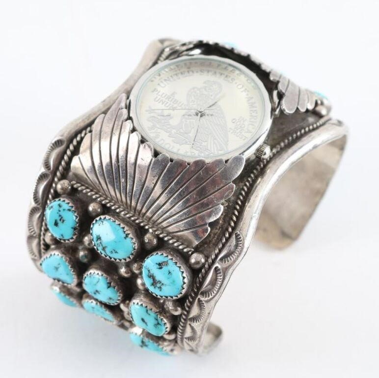 Navajo Turquoise Watchband Cuff