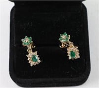 Pair Of Diamond & Emerald Earrings