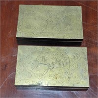 Vintage Brass Japanese Dragon Trinket Box