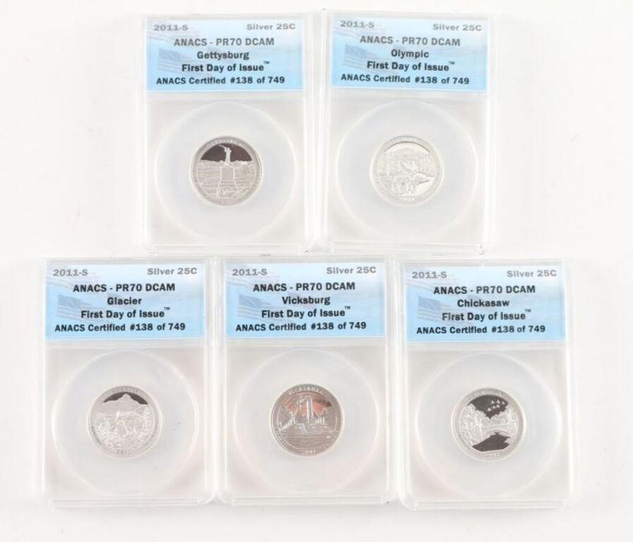 5 Coin Sliver Quarter Set