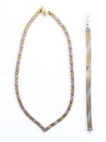 Ladies Tri-Colored Gold Necklace&Bracelet
