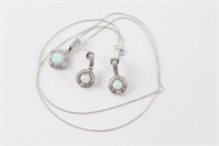 Opal Necklace & diamond earring set
