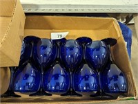 (8) Stemmed & (3) Cobalt Blue Glasses