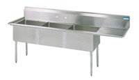 STAINLESS STEEL 3 COMPARTMENT SINK W/ RIGHT