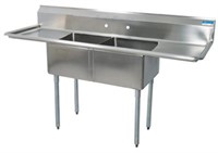 STAINLESS STEEL 2 COMPARTMENT SINK W/ & DUAL 24"