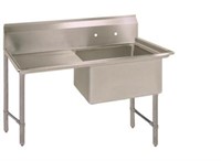 STAINLESS STEEL 1 COMPARTMENT SINK 10" RISER LEFT