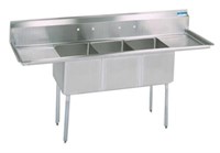 STAINLESS STEEL 3 COMPARTMENT SINK W/ & DUAL 24"