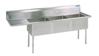 STAINLESS STEEL 3 COMPARTMENT SINK W/ LEFT