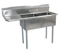 STAINLESS STEEL 2 COMPARTMENT SINK W/ 18" LEFT