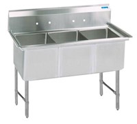 STAINLESS STEEL 3 COMPARTMENT SINK, 10" RISER