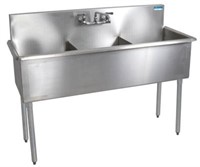 STAINLESS STEEL 3 COMPARTMENT BUDGET SINK, ROLLED