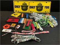 Shoestrings, Lanyards, keychains, wallet, whistle