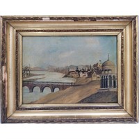 Antique Framed Oil on Canvas Landscape Painting