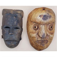 Pair of Finely Carved Wooden Masks