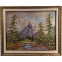 Oil On Canvas Landscape Painting, Signed J. E. Mc