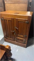 Large Oak Ice Box with Water Faucet Spigot