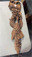 Carved Bird and Grapes Wall Plaque