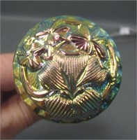 Gold Iridised Floral Carnival Glass Hatpin