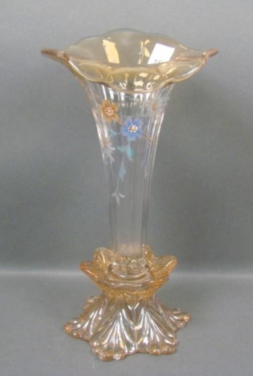 U.S.Glass Marigold Gainsboro Lg JIP Decorated Vase