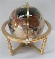 Inlay gemstone table top globe.