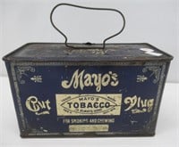 Tin Mayo's tobacco cut plug box. Measures: 5" H