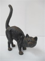 Cast iron black cat door stop. Measures: 10 3/4"