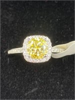 1.00 Carat Yellow Diamond Moissanite Ring GRA NWT