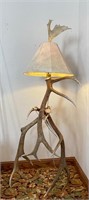 Handcrafted Antler Floor Lamp with Deer Skin Shade