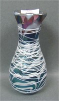 Crider Purple Threaded Miniature Art Glass Vase