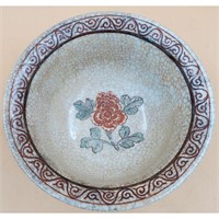 Vintage Chinese Bowl with Flower and Fish Motif a