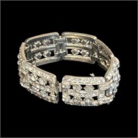 Platinum Diamond Art Deco Bar Link Bracelet