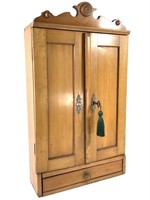 Antique Wall Mounted Cabinet w Key