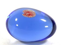 Blue Murano Glass Egg w Foil Sticker