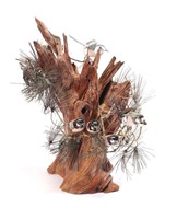 NORMAN BRUMM Enamel on Copper Birds Tree Sculpture